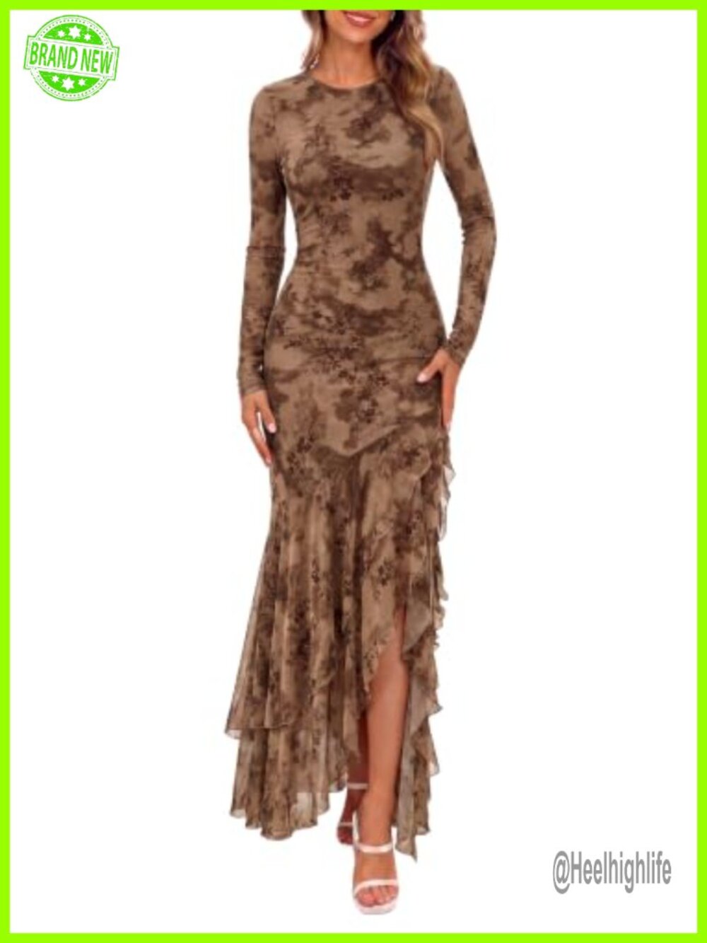 BTFBM Fall Long Sleeve Cocktail Dress Mesh Maxi Wedding Guest